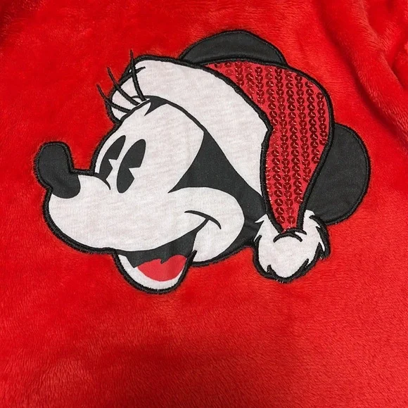 DISNEY FAUX FUR SWEATSHIRT WITH SANTA MICKEY APPLIQUÉ & EMBROIDERED SNOWFLAKES - Picture 2 of 7
